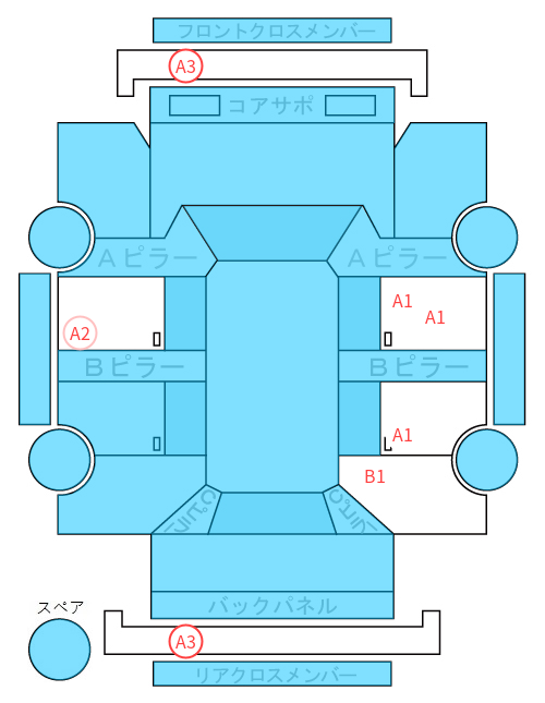 Body condition diagram (damage marks, Japanese labels)
