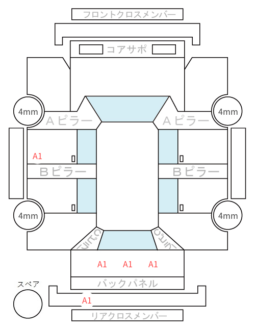 Body condition diagram (damage marks, Japanese labels)