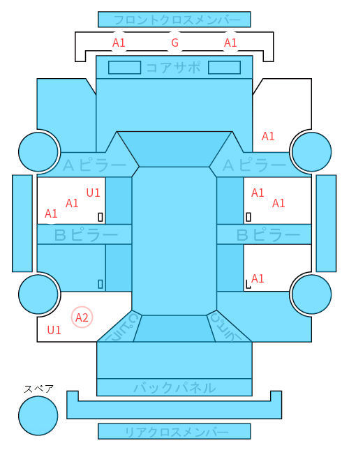 Body condition diagram (damage marks, Japanese labels)