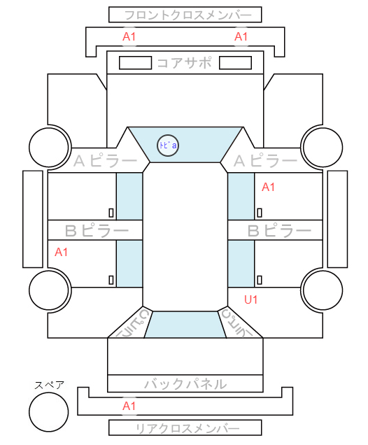 Body condition diagram (damage marks, Japanese labels)