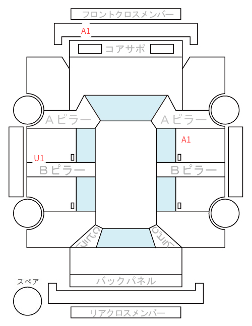 Body condition diagram (damage marks, Japanese labels)