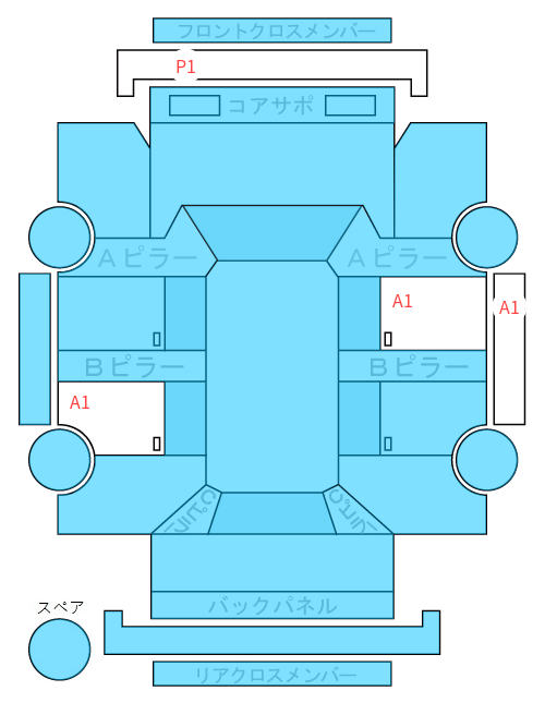 Body condition diagram (damage marks, Japanese labels)