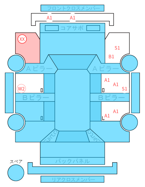 Body condition diagram (damage marks, Japanese labels)