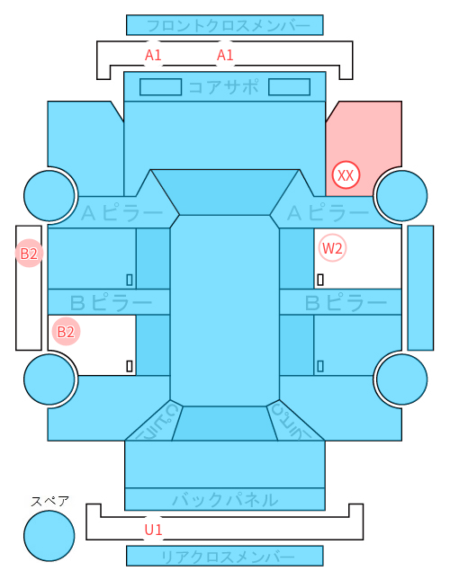 Body condition diagram (damage marks, Japanese labels)