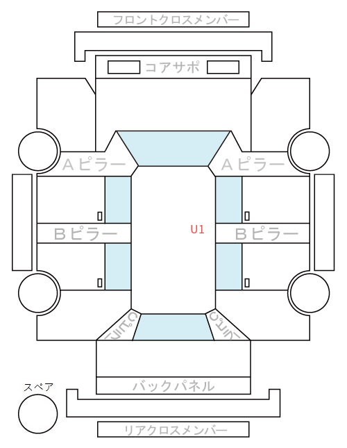 Body condition diagram (damage marks, Japanese labels)