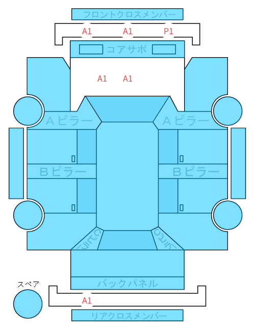 Body condition diagram (damage marks, Japanese labels)