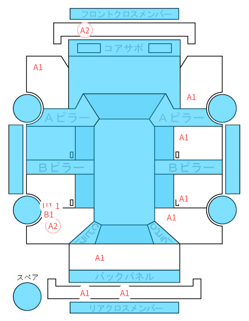 Body condition diagram (damage marks, Japanese labels)