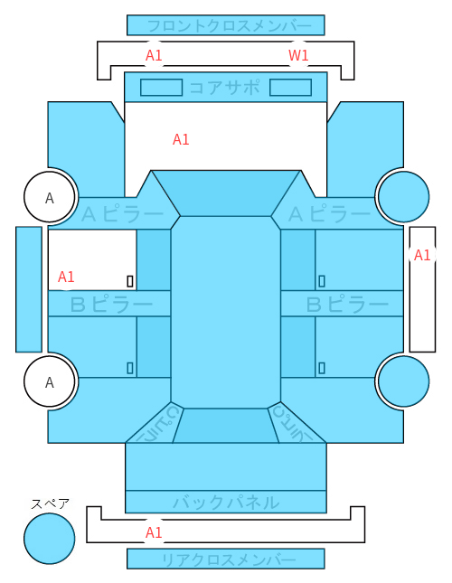Body condition diagram (damage marks, Japanese labels)