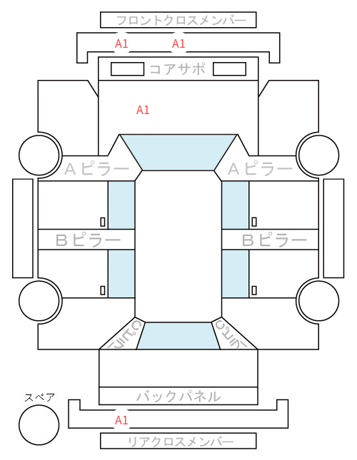Body condition diagram (damage marks, Japanese labels)