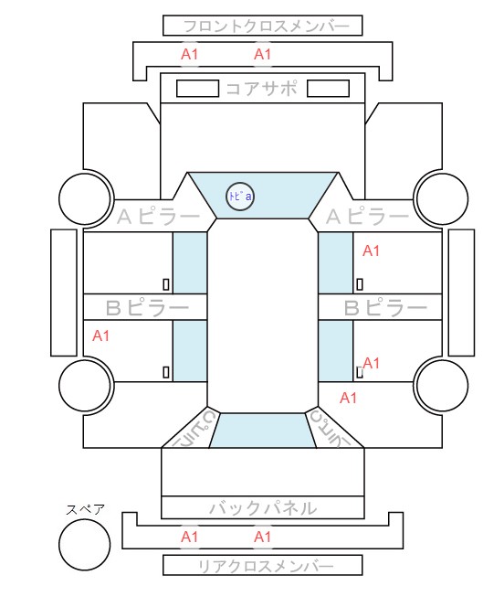 Body condition diagram (damage marks, Japanese labels)