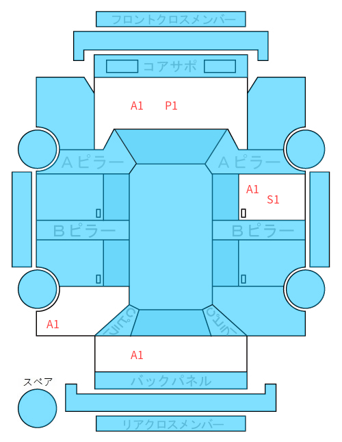 Body condition diagram (damage marks, Japanese labels)
