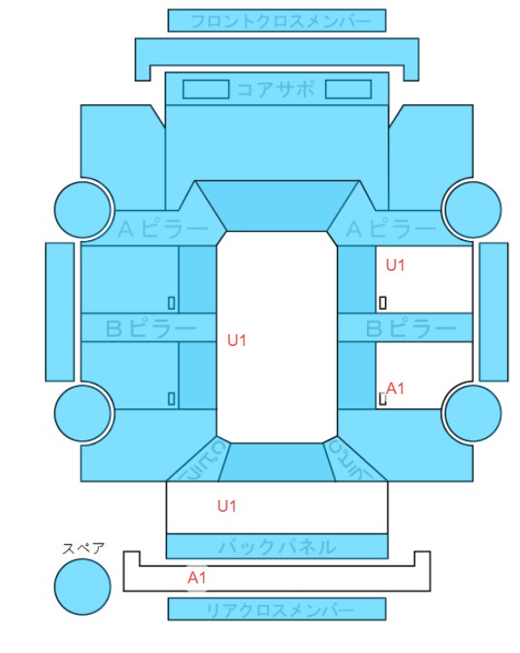 Body condition diagram (damage marks, Japanese labels)