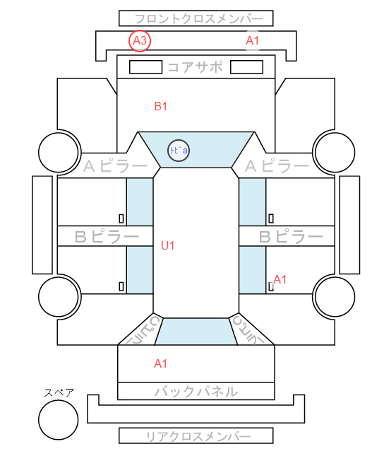 Body condition diagram (damage marks, Japanese labels)