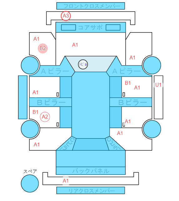 Body condition diagram (damage marks, Japanese labels)
