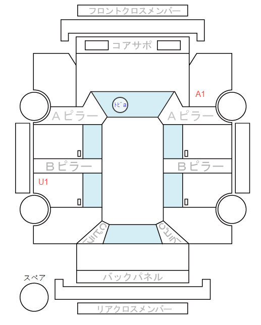 Body condition diagram (damage marks, Japanese labels)