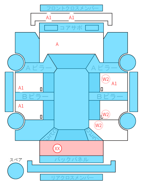 Body condition diagram (damage marks, Japanese labels)