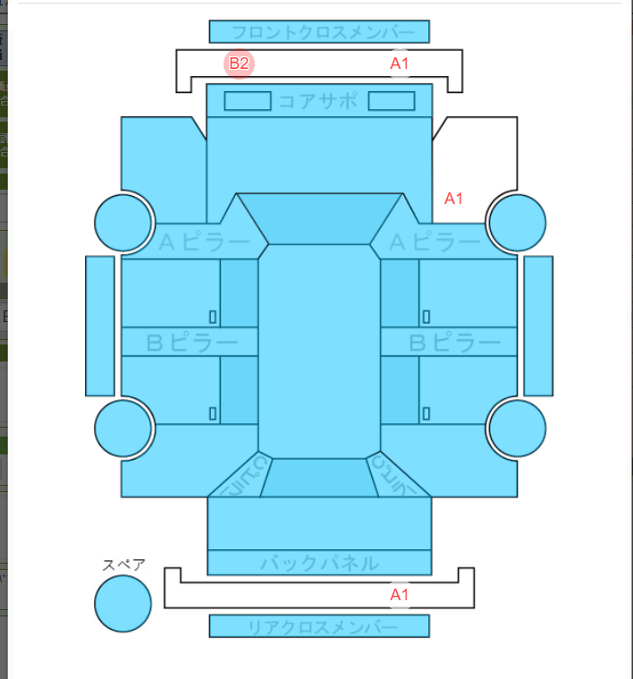 Body condition diagram (damage marks, Japanese labels)