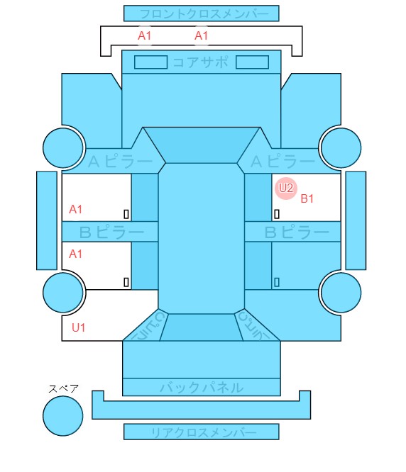 Body condition diagram (damage marks, Japanese labels)