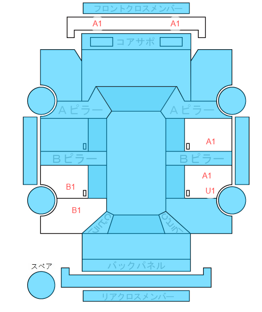 Body condition diagram (damage marks, Japanese labels)