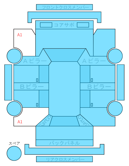 Body condition diagram (damage marks, Japanese labels)