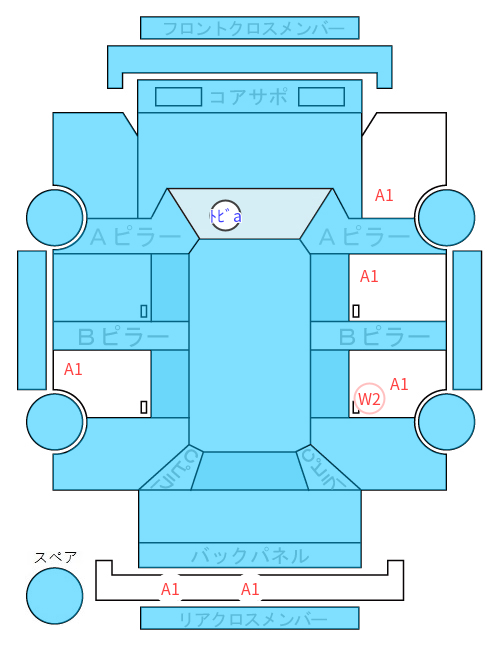 Body condition diagram (damage marks, Japanese labels)