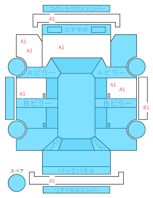 Body condition diagram (damage marks, Japanese labels)