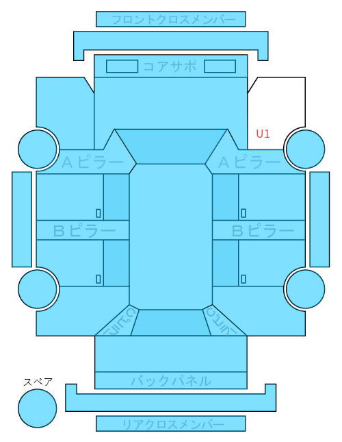 Body condition diagram (damage marks, Japanese labels)