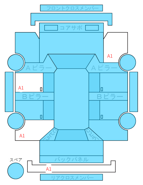 Body condition diagram (damage marks, Japanese labels)