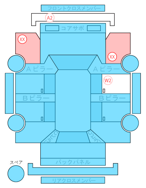 Body condition diagram (damage marks, Japanese labels)