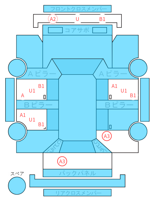 Body condition diagram (damage marks, Japanese labels)