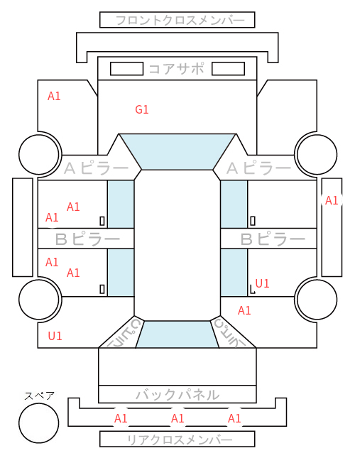 Body condition diagram (damage marks, Japanese labels)