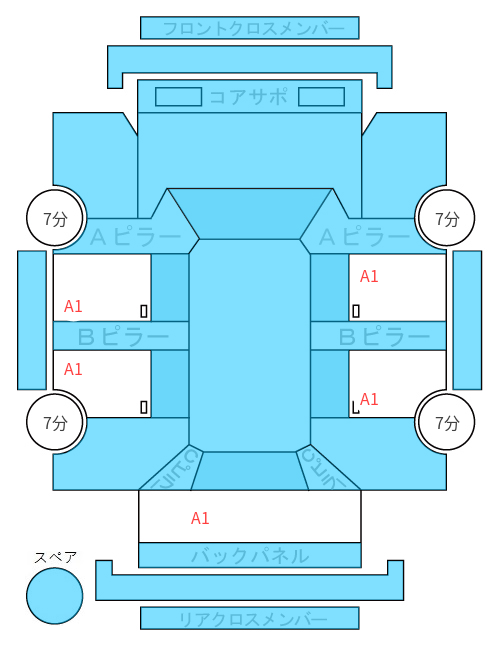 Body condition diagram (damage marks, Japanese labels)