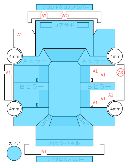 Body condition diagram (damage marks, Japanese labels)