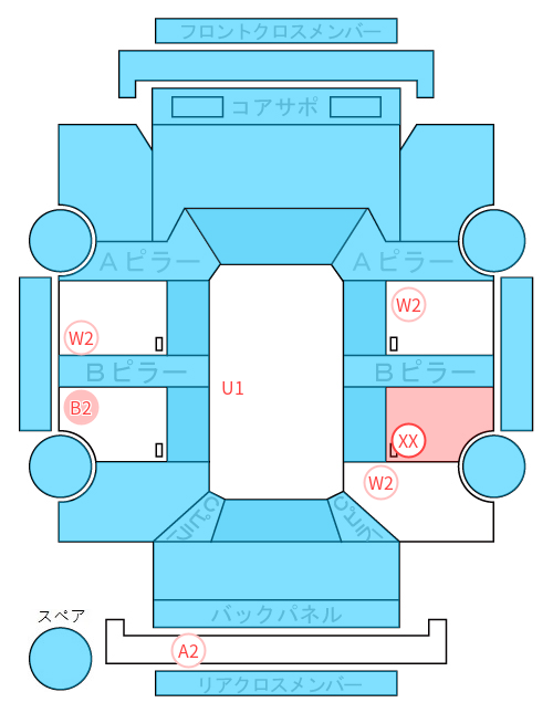 Body condition diagram (damage marks, Japanese labels)