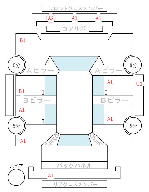 Body condition diagram (damage marks, Japanese labels)