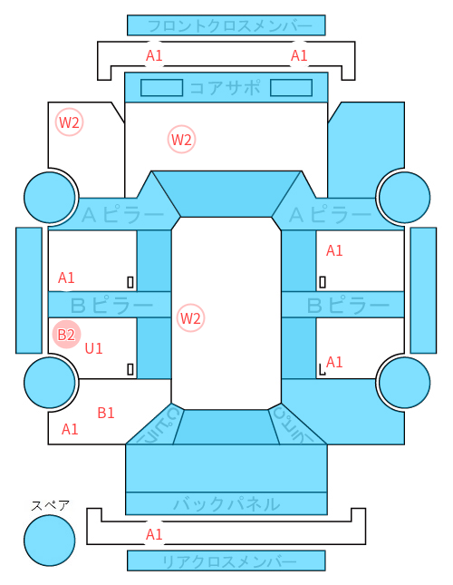 Body condition diagram (damage marks, Japanese labels)