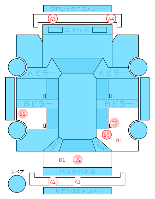 Body condition diagram (damage marks, Japanese labels)