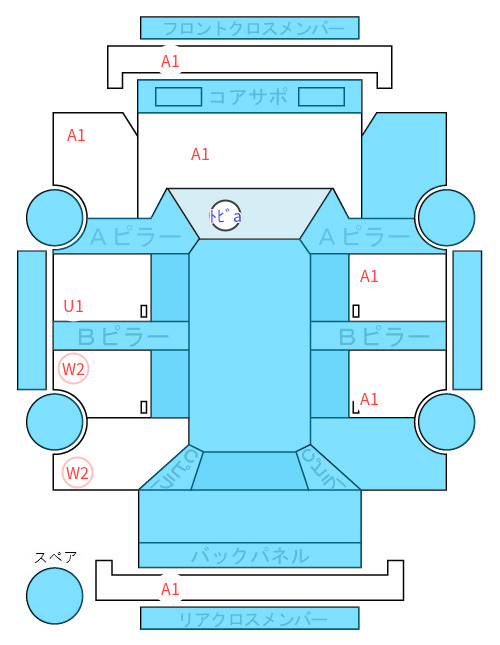 Body condition diagram (damage marks, Japanese labels)