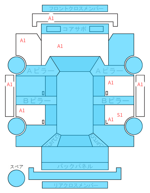 Body condition diagram (damage marks, Japanese labels)