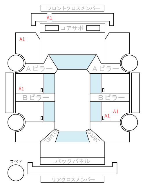 Body condition diagram (damage marks, Japanese labels)