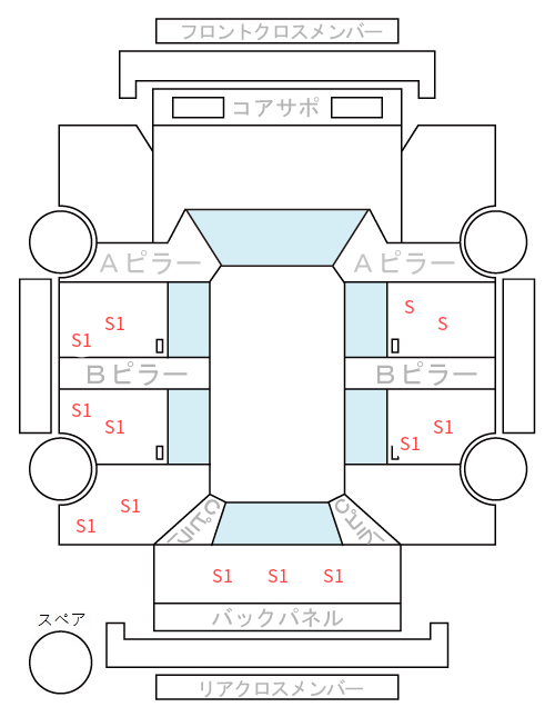 Body condition diagram (damage marks, Japanese labels)