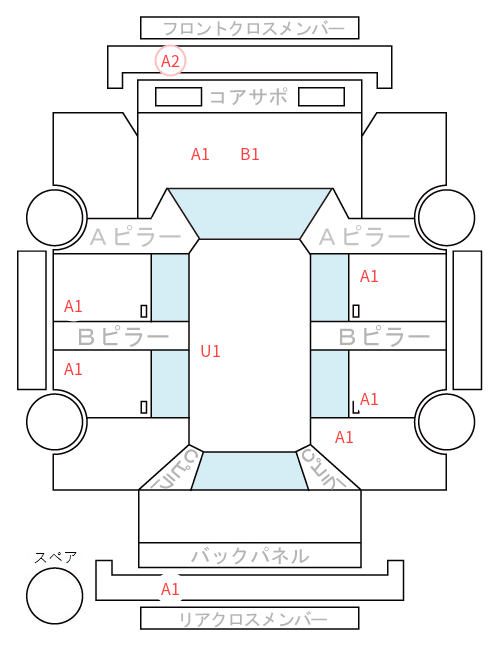 Body condition diagram (damage marks, Japanese labels)