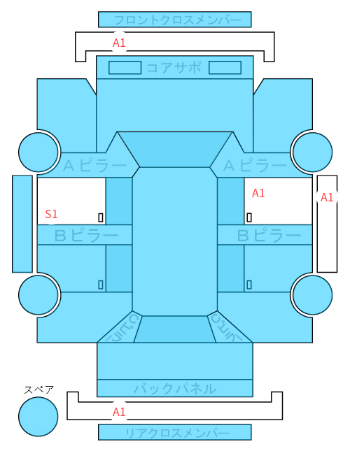 Body condition diagram (damage marks, Japanese labels)
