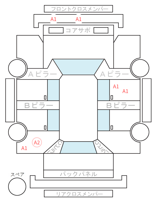 Body condition diagram (damage marks, Japanese labels)