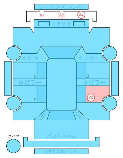Body condition diagram (damage marks, Japanese labels)