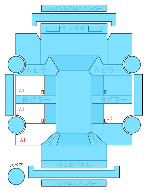 Body condition diagram (damage marks, Japanese labels)