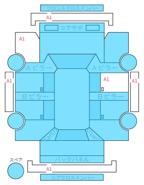 Body condition diagram (damage marks, Japanese labels)