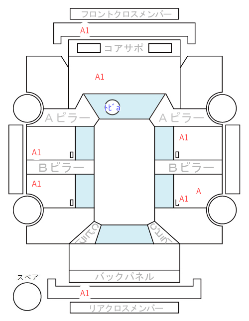 Body condition diagram (damage marks, Japanese labels)