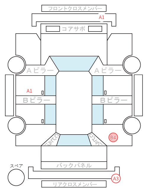 Body condition diagram (damage marks, Japanese labels)
