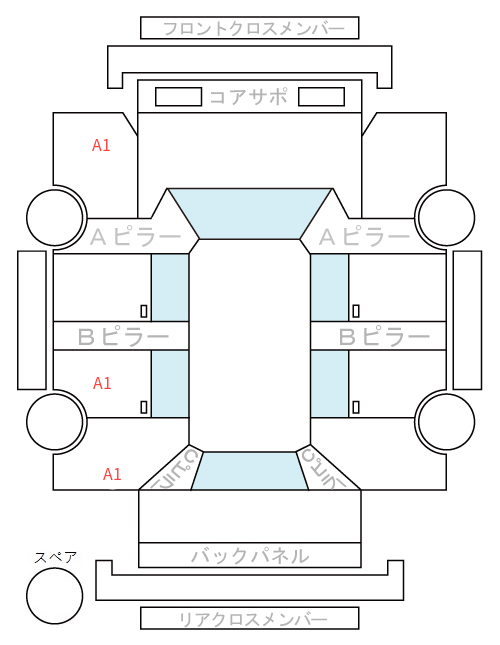 Body condition diagram (damage marks, Japanese labels)